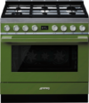 Smeg 90cm Portofino Dual Fuel Pyrolytic Freestanding Cooker - Olive Green CPF9GPOGA