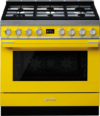 Smeg 90cm Portofino Dual Fuel Pyrolytic Freestanding Cooker - Sunshine Yellow CPF9GPYWA
