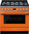 Smeg 90cm Portofino Dual Fuel Pyrolytic Freestanding Cooker - Burnt Orange CPF9GPORA