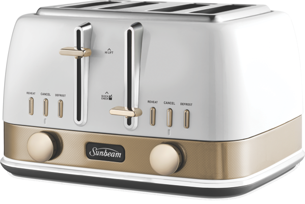 Sunbeam New York 4 Slice Toaster - White Gold TA4440WG
