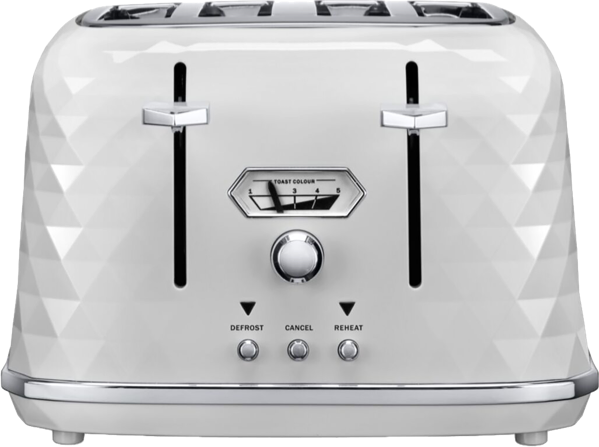 DeLonghi 4 Slice Brillante Toaster - White CTJX4003W