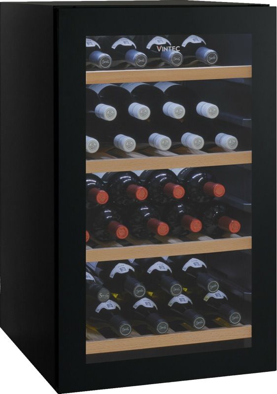 Vintec-35-Bottle-Single-Zone-Wine-Cabinet-Black-VWS035SBB-full-angle-high