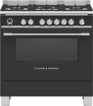 Fisher & Paykel - 90cm Dual Fuel Freestanding Cooker - Black - OR90SCG6B1