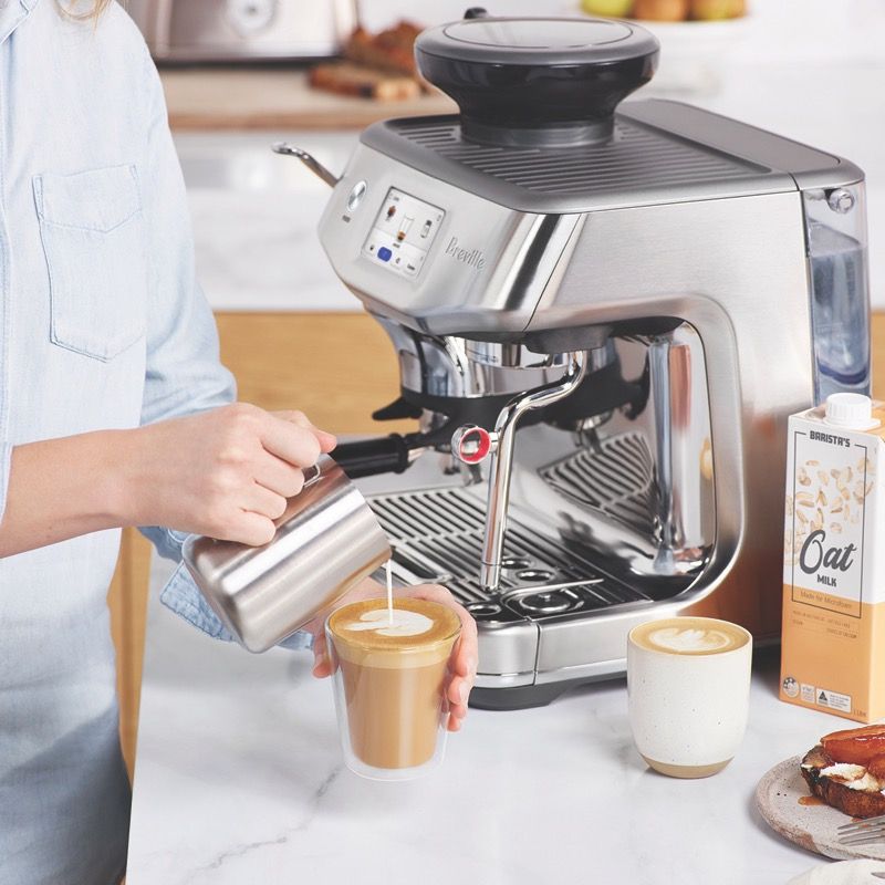 Sage the Barista Express™ Impress Coffee Machine, Sea Salt White