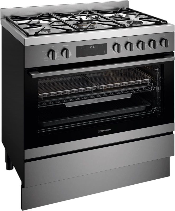 Westinghouse - 90cm Dual Fuel Freestanding Cooker - Dark Stainless Steel - WFE9516DD