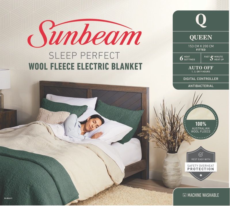Sunbeam - Sleep Perfect Wool Fleece Electric Blanket – Queen - BLW6651