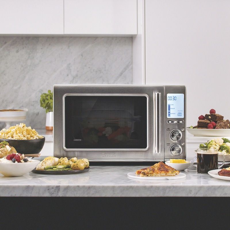 Breville - 32L 1100W Convection Microwave – Brushed Stainless Steel - BMO870BSS4JAN1