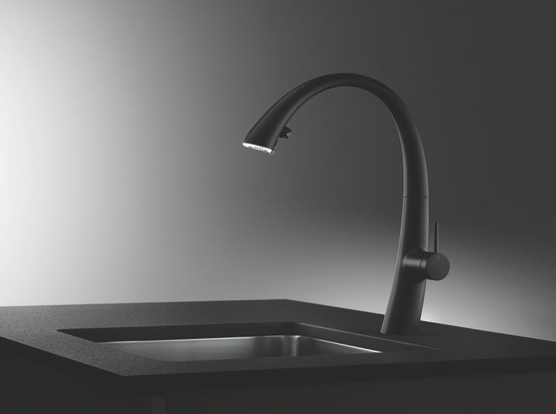 KWC - Zoe Single Lever Pull Out Mixer Tap with Light - Black Chrome - 10.201.122.106