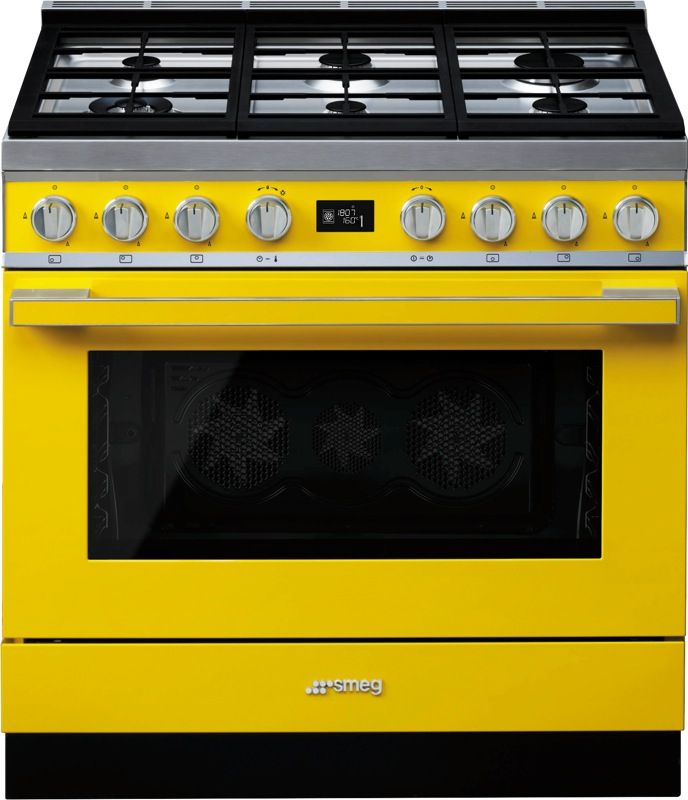 Smeg - 90cm Portofino Dual Fuel Pyrolytic Freestanding Cooker - Sunshine Yellow - CPF9GPYWA