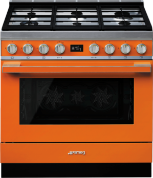 Smeg - 90cm Portofino Dual Fuel Pyrolytic Freestanding Cooker - Burnt Orange - CPF9GPORA