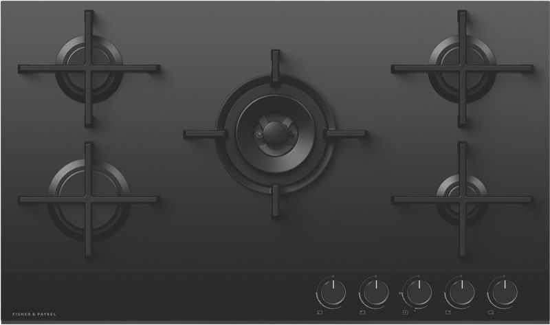 Fisher & Paykel - 90cm Gas Cooktop - Black Glass - CG905DNGGB4