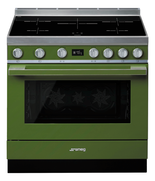 Smeg 90cm Portofino Pyrolytic Freestanding Cooker - Olive Green CPF9IPOG
