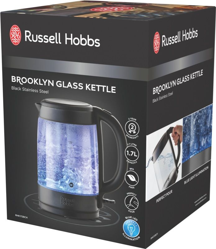 Russell Hobbs - Brooklyn 1.7L Glass Kettle - Black - RHK172BCH