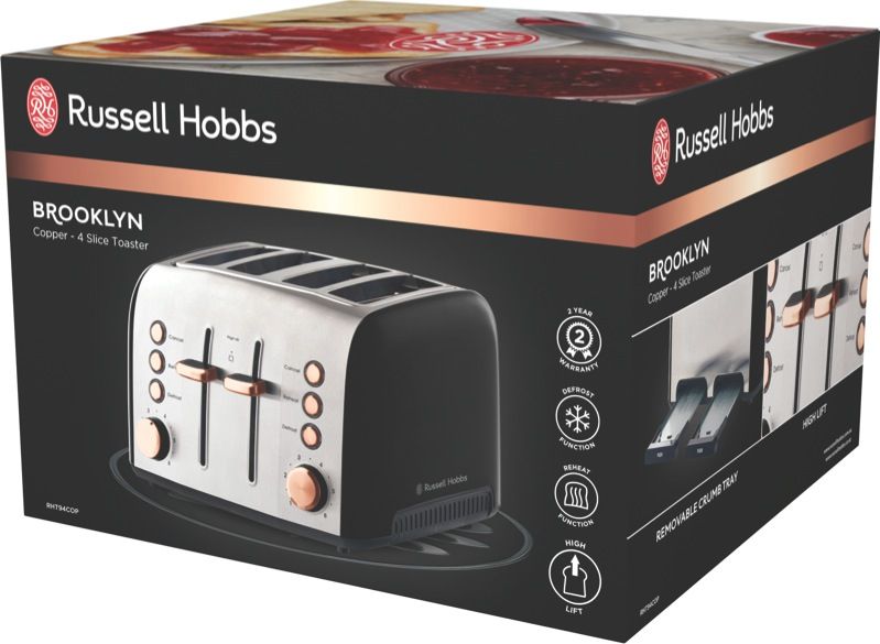 Russell Hobbs - Brooklyn 4 Slice Toaster - Copper - RHT94COP