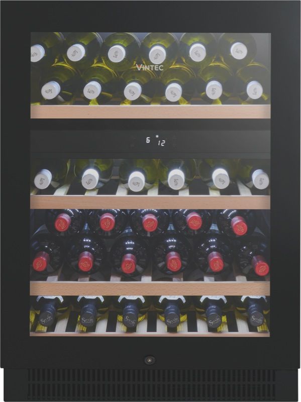Vintec - 50 Bottle Dual Zone Wine Cabinet - Black Glass - VWD050SBB-X