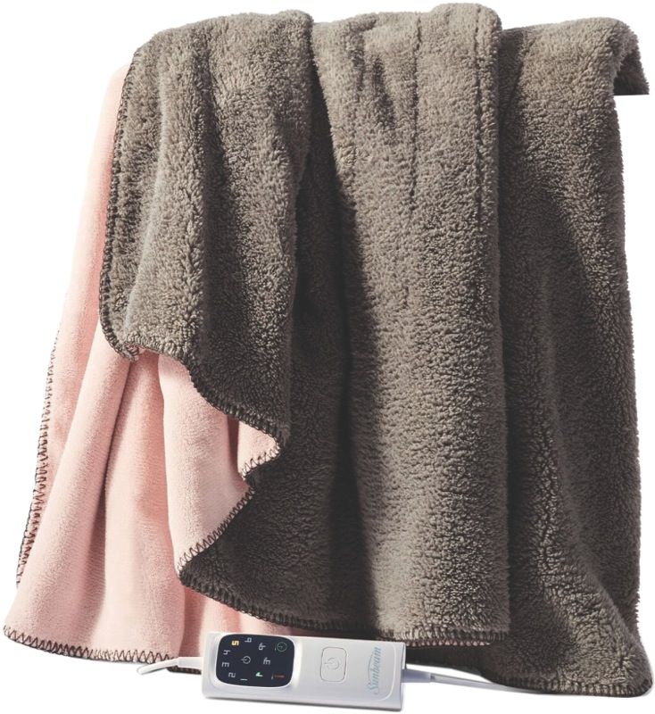 Sunbeam - Feel Perfect Reversible Electric Throw - Grey/Pink - TRF4000