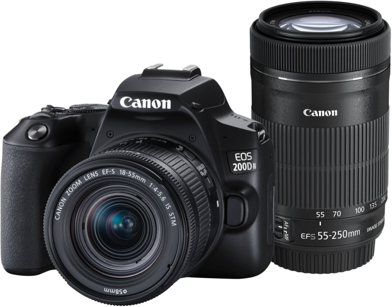 Canon EOS 200D Mark II Digital SLR Camera + 18-55mm STM IS & 55-250mm ...