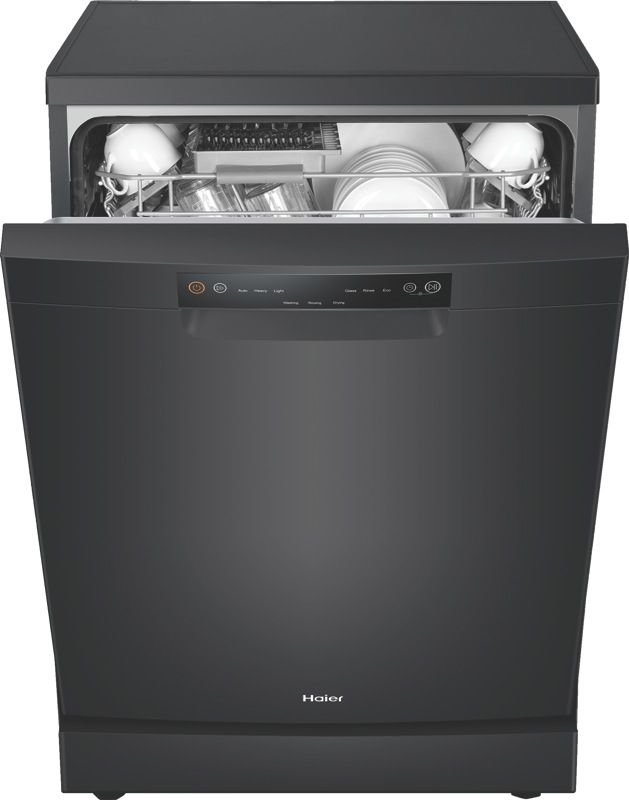 Haier - 60cm Freestanding Dishwasher - Black - HDW15V2B2
