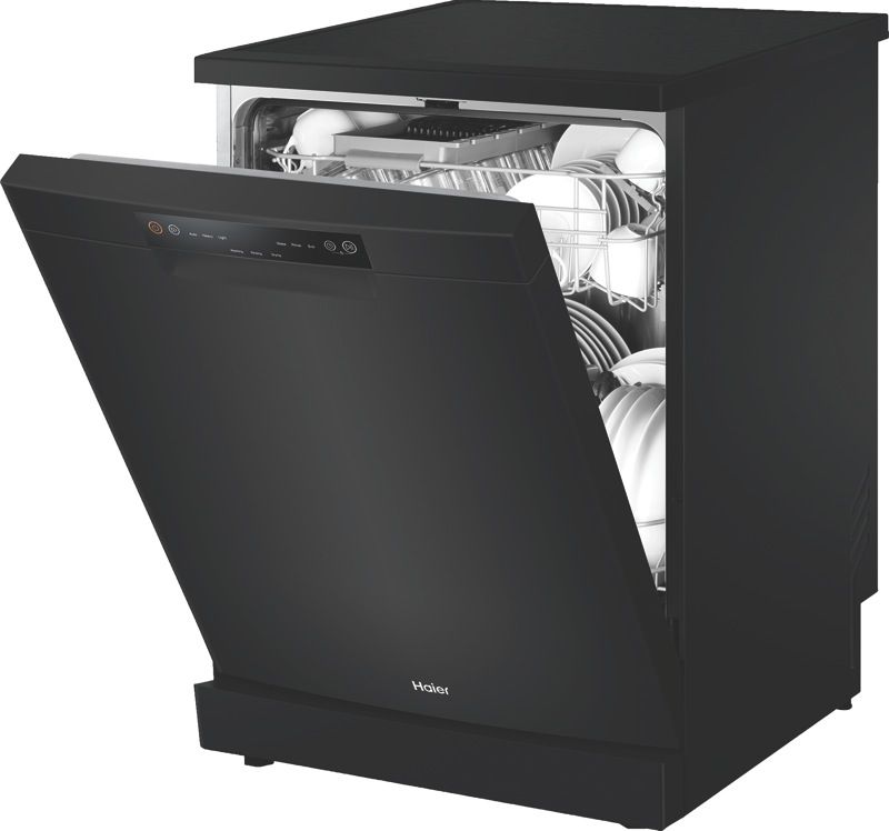 Haier - 60cm Freestanding Dishwasher - Black - HDW15V2B2