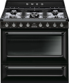 Smeg 90cm Dual Fuel Freestanding Cooker - Black TRA90BLP9