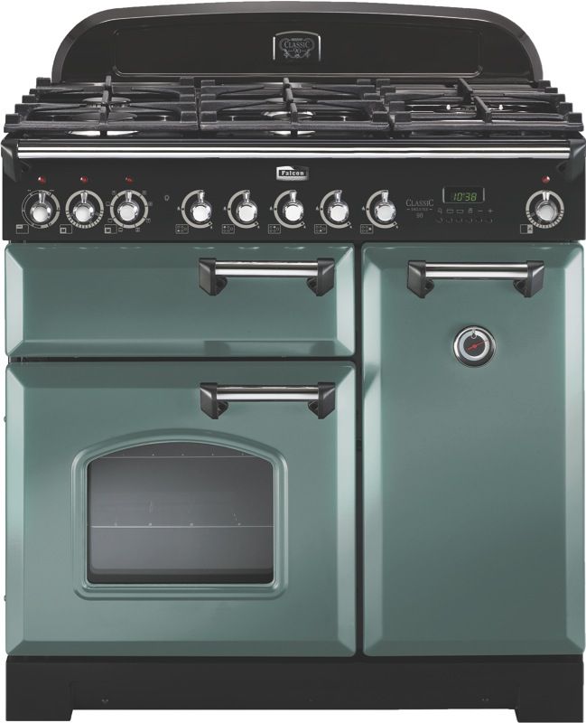 Falcon 90cm Dual Fuel Freestanding Cooker - Mineral Green & Chrome CDL90DFMGCH