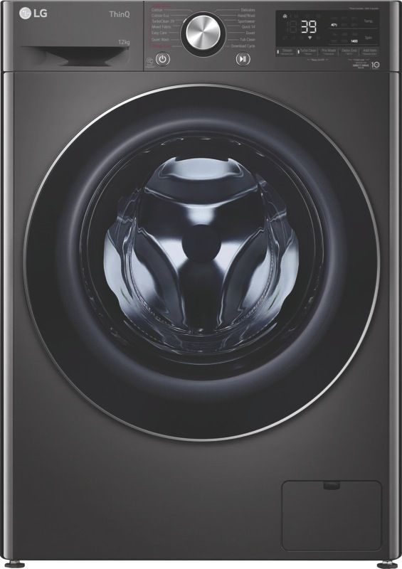 LG - 12kg Front Load Washing Machine - Black Steel - WV9-1412B