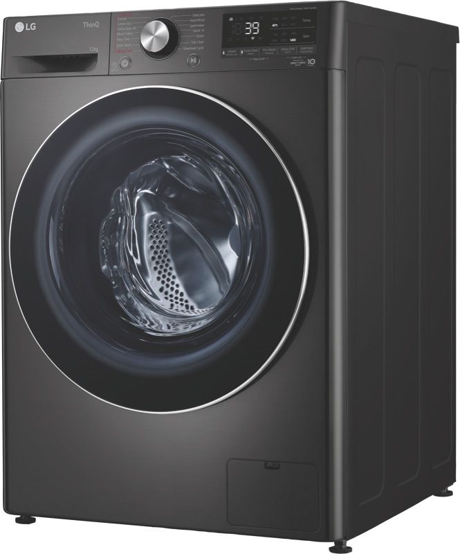 LG - 12kg Front Load Washing Machine - Black Steel - WV9-1412B