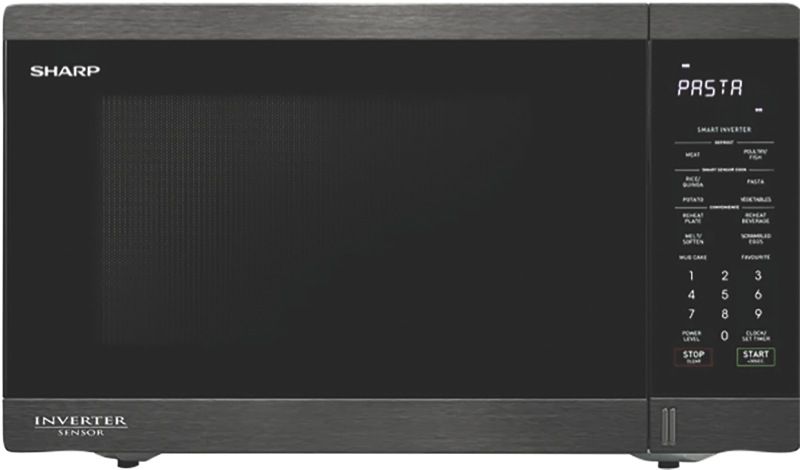 Sharp - 1200W Inverter Microwave - Black Steel - R395EBS