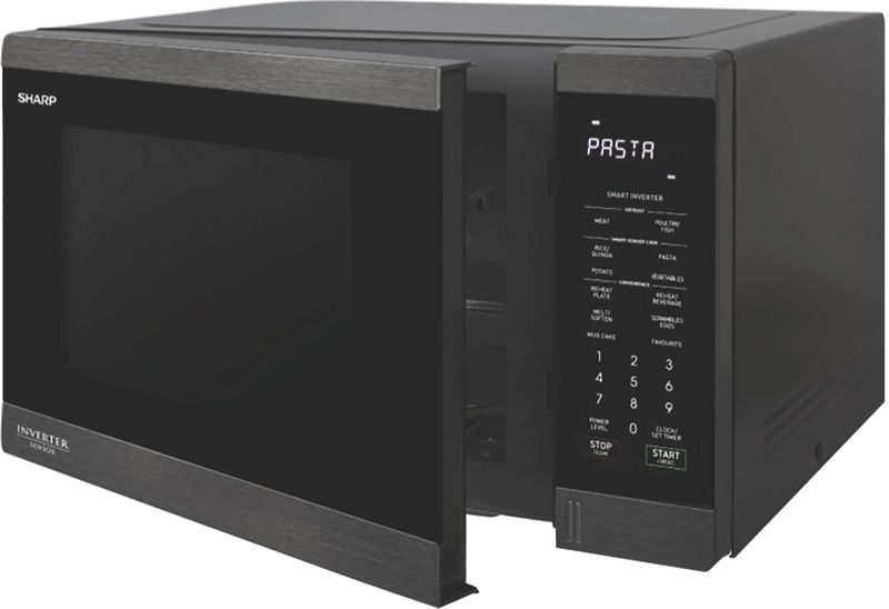 Sharp - 1200W Inverter Microwave - Black Steel - R395EBS