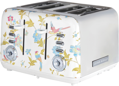 Laura Ashley - Elveden 4-Slice Toaster -  White & Silver - SBT583WS
