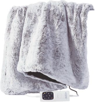 Sunbeam - Feel Perfect Faux Fur Heated Throw Blanket – Dark Grey - TRF4300