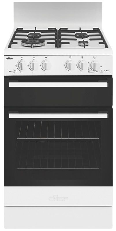 Chef - 54cm Freestanding Gas Cooker - White - CFG503WBNG