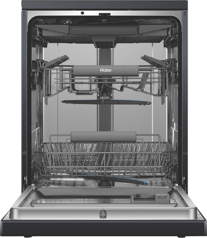 Haier - 60cm Freestanding Dishwasher - Black - HDW15F3B1
