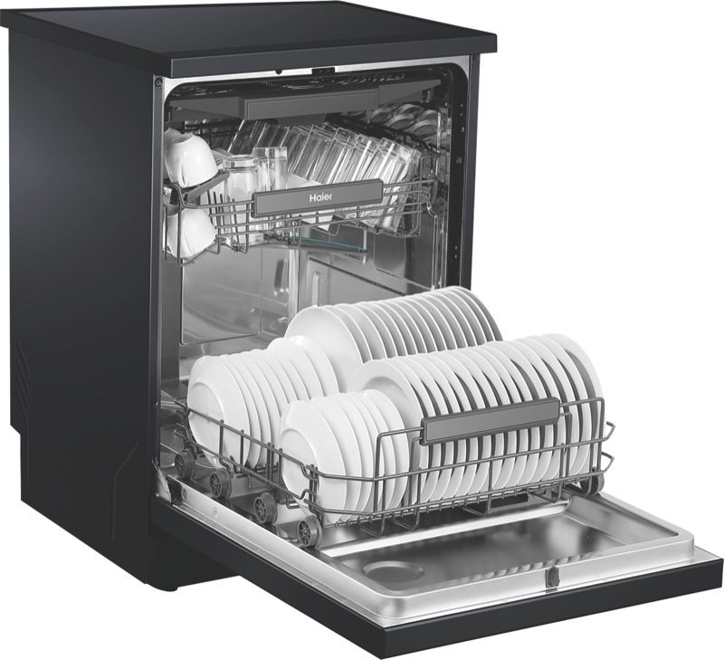 Haier - 60cm Freestanding Dishwasher - Black - HDW15F3B1